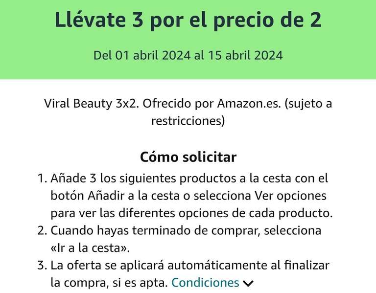 Viral Beauty 3x2 (productos de belleza al 3x2 en Amazon)