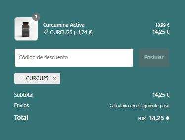 Curcumina Activa 500 mg 90 cápsulas por 14,25€