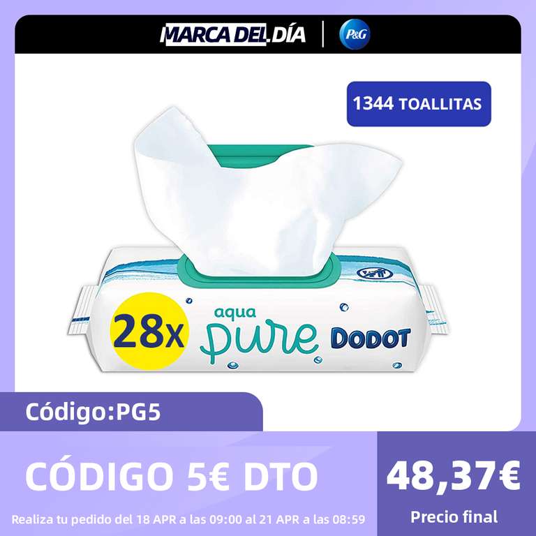 Pack de 28 paquetes de Dodot Aqua Pure por 48,37€