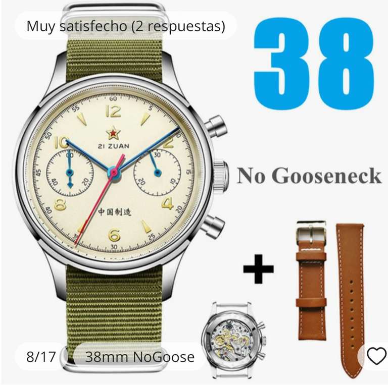 Reloj MECANICO SEAGULL 1963 Cronografo militar movimiento VENUS ex SUIZO