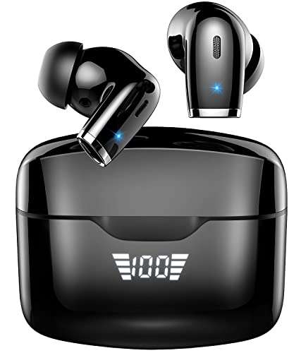 Auriculares Bluetooth 5.3, Hi-Fi Estéreo, Micrófono dual, Pantalla LED, IP7 Impermeables, USB-C