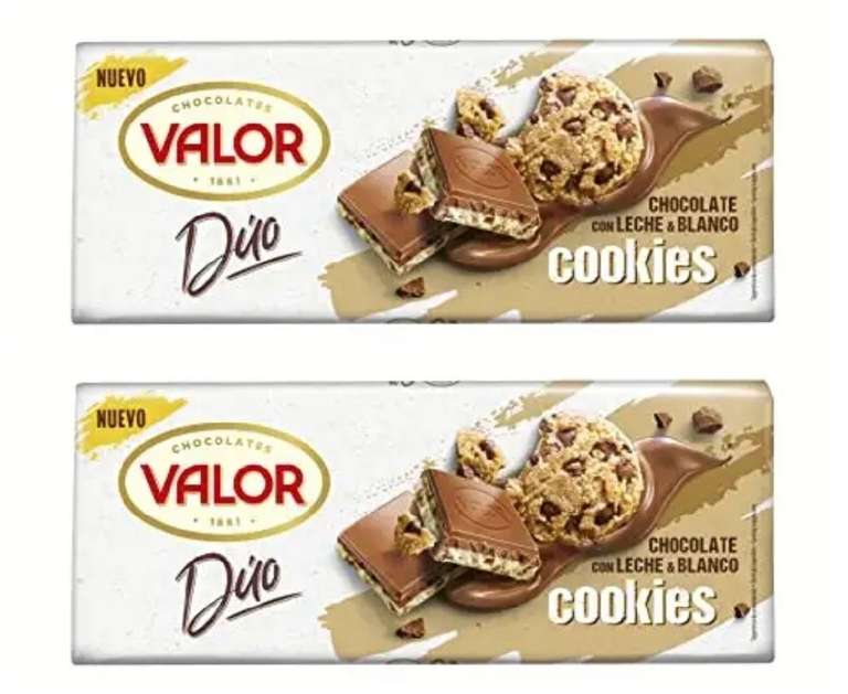 2x VALOR - Tableta Dúo de Chocolate con Leche y Chocolate Blanco con Cookies - Tableta de 170g [1'92€/ud]