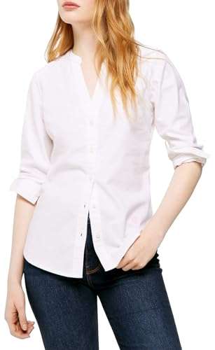 SPRINGFIELD Mandarin Collar Oxford Blouse Blusa para Mujer