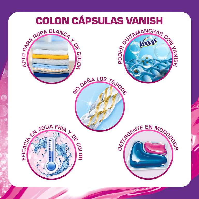 64x Cápsulas Colon Vanish Advanced Detergente, Azul [0,18€/Lavado]