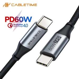 CABLETIME-Cable USB tipo C para Xiaomi Redmi Macbook Air Samsung S10 C255, Cable de datos de carga rápida QC 4,0, 60W