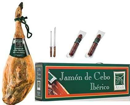 Campodulce Lote Jamon Cebo Iberico 50% De 7,5 A 8,0 Kg. + Embutido (chorizo y salchihón Ib). + Cuchillo Y Afilador 8400 g