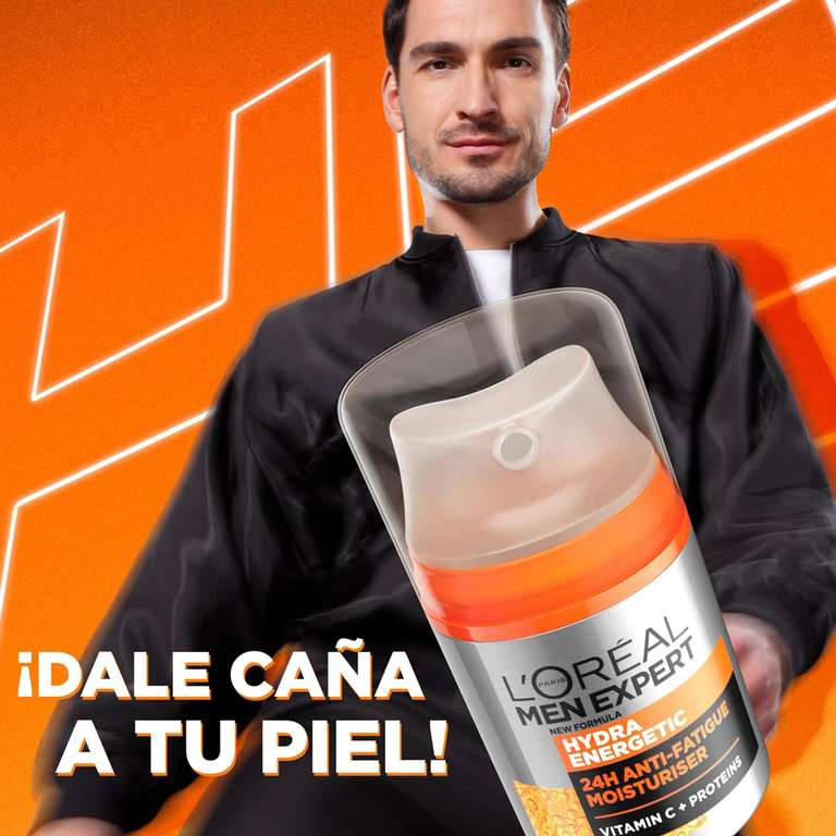 3x L'Oréal Men Expert Crema Hidratante Anti-Fatiga 24h Hydra Energetic para Hombres, Uso Diario, Aporta Energía, 3x 100 ml. 7'95€/ud