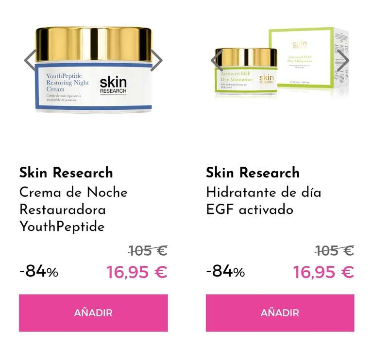 Gran descuento en productos Skin research