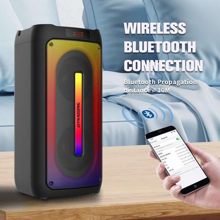 Altavoz Bluetooth portatil. Altavoz Exterior inalambrico. Wireless Stereo. Reproductor de Sonido Potente con Luces led incorporadas.