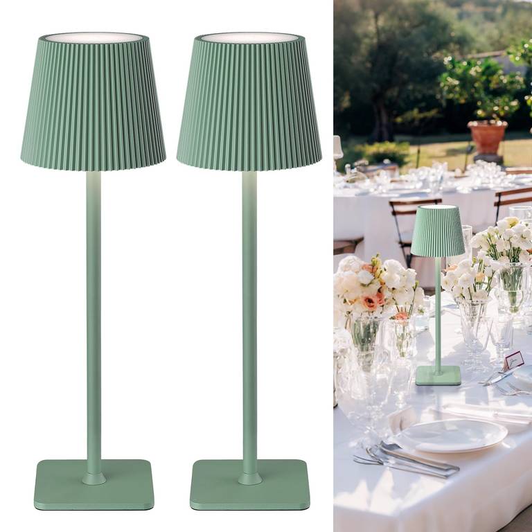 Pack de 2 Lámparas de Mesa LED Inalámbricas con Control Táctil – Batería de 5200mAh Regulable, 3 Temperaturas de Color, IP44 Impermeable
