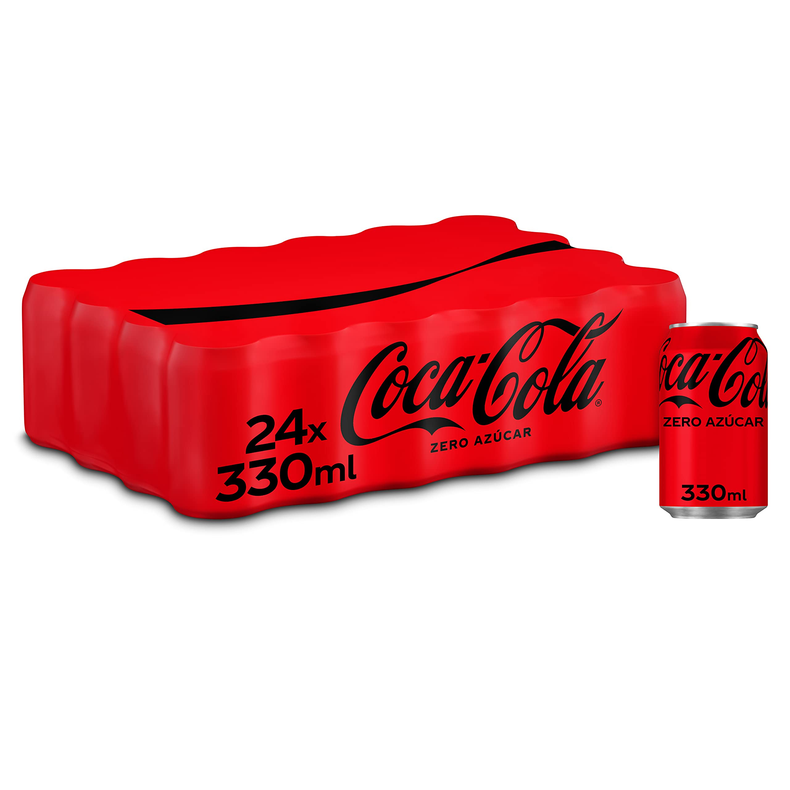 Coca-Cola Zero Azúcar, Refresco de Cola sin Azúcar, Bajo en Calorías - Pack 24 Latas 330 ml