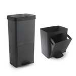 Cubo de basura de reciclaje de plástico de 70 Litros de capacidad con 2 espacios de carga ampliable a 3, plástico 100% reciclado