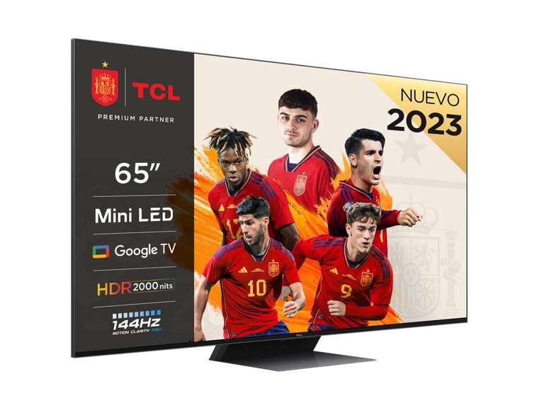 TV Mini LED 65" - TCL 65C845, QLED 4K, Quad Core, Smart TV, DVB-T2, Google TV, Game Master, Negro