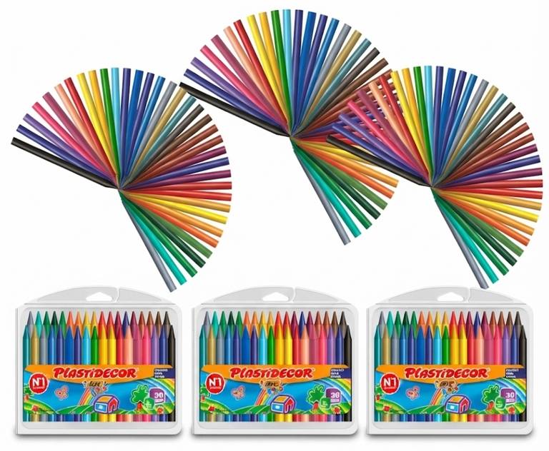 3 X 36 Unidad BIC Kids Ceras de Colores para Niños, Plastidecor, Colores Surtidos (5€/paquete)