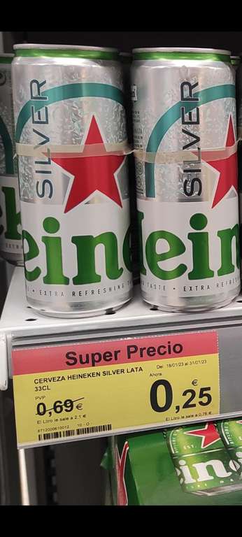 Cerveza Heineken Silver Plata 33 cl (Carrefour de centro comercial azabache)