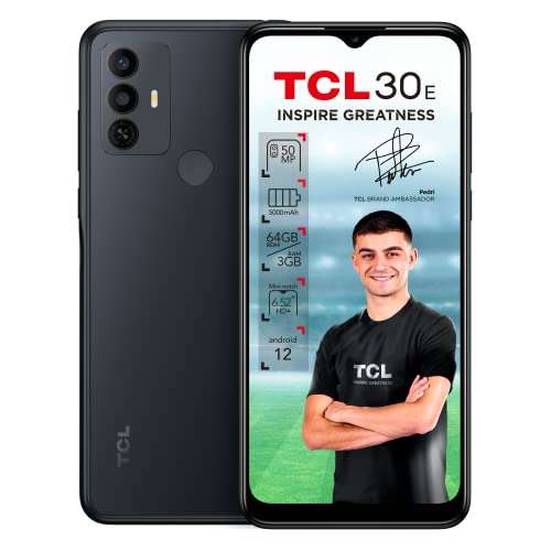 TCL 30 E - 6.52" HD+ (3GB/64GB, Dual SIM, 50MP+2MP, Batería 5000mAh, Android 12) Gris