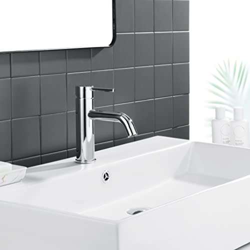CECIPA Ausa | Grifo de lavabo de diseño para baño y WC de invitados | alta presión | cromo | latón