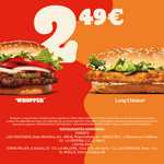 Whopper o Long Chicken por 2,49€ (Consultar restaurantes adheridos)
