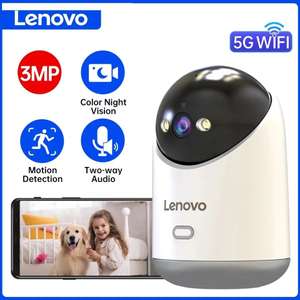 Lenovo-cámara de vigilancia inalámbrica, Monitor de bebé con seguimiento automático, 3MP, 5G, WiFi, PTZ, IP, Audio nocturno a Color