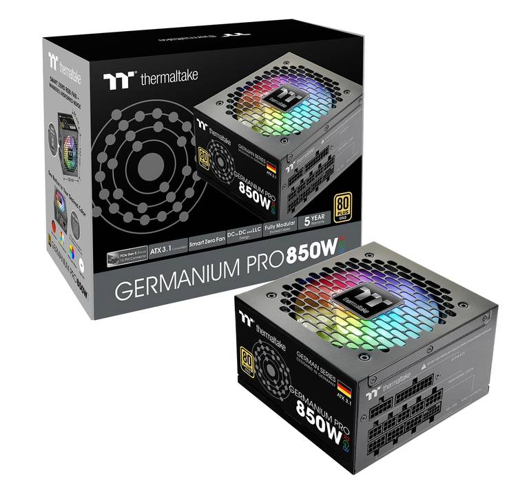 Germanium Pro 850W Power Supply | RGB | ATX 3.1 | Gen 5.1 12V-2×6 Connection | Ultra-Quiet Smart Zero Function | 80Plus Gold | Modular