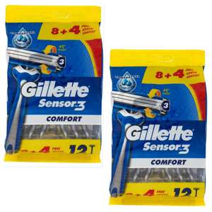 2 x Gillette UEFA LDC Sensor3 Comfort Rasoir Jetable Pour Homme, x12. Total 24u [Unidad 6'64€]