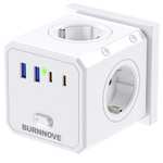 Cubo Enchufe 8 en 1 Ladrón Enchufes 4000W Cubo Enchufes Múltiples Pared con 4 Tomas de CA y 4 USB