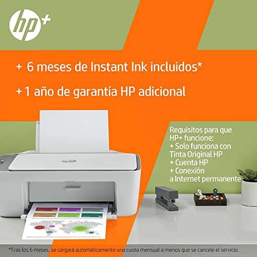 HP DeskJet 2720e - Impresora Multifunción, 6 meses de impresión Instant Ink con HP+