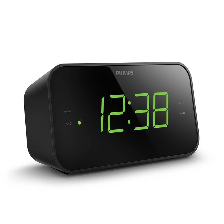 Philips Despertador Radio con Pantalla para la Cabecera, Radio Digital con Doble Alarma, Temporizador para Dormir