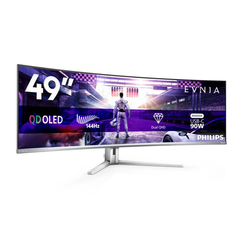 Monitor Gaming Curvo 49″ PHILIPS Evnia 49M2C8900LA (QD-OLED, Dual QHD, 144Hz, 0.03ms)