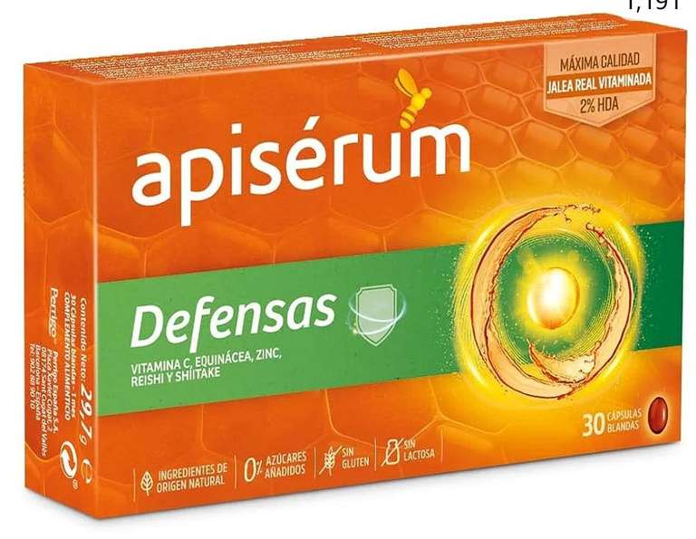 APISERUM - Apisérum Defensas Cápsulas - Jalea Real con Vitamina C, Reishi y Shitake - Mantiene y Refuerza las Defensas - 30 Días