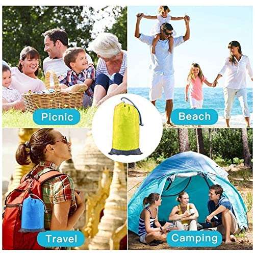 Manta de pícnic, 210 x 200 cm, impermeable, para playa, camping, ultraligera y compacta