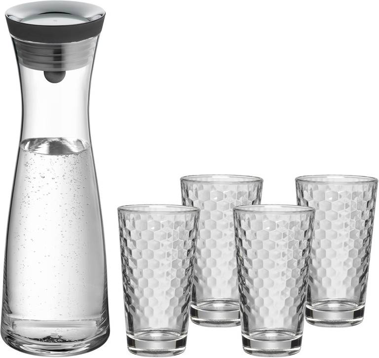 WMF Juego de Jarra de 1 l con 4 Vasos de Agua de 275 ml