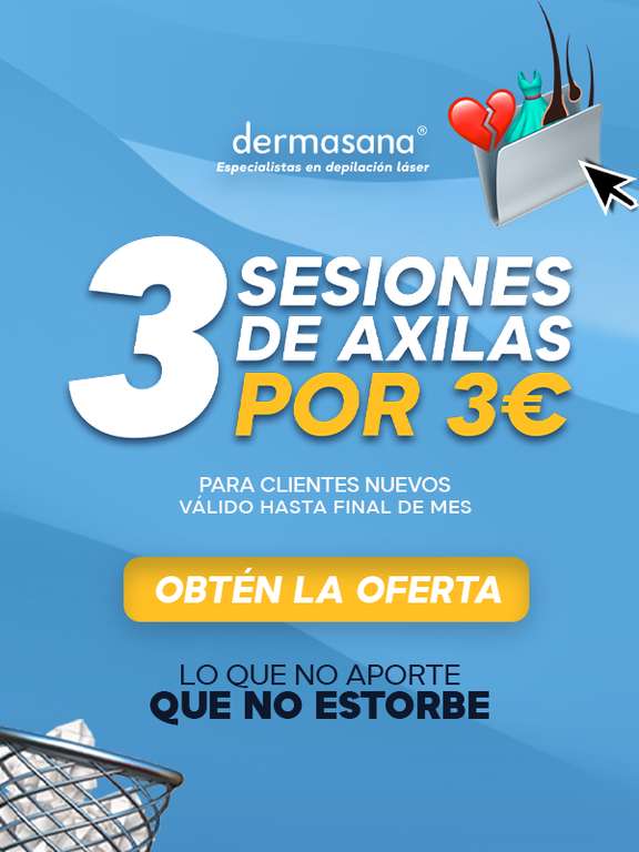 3 sesiones de depilación de axilas en clínicas Dermasana de Madrid (sólo para clientes nuevos)