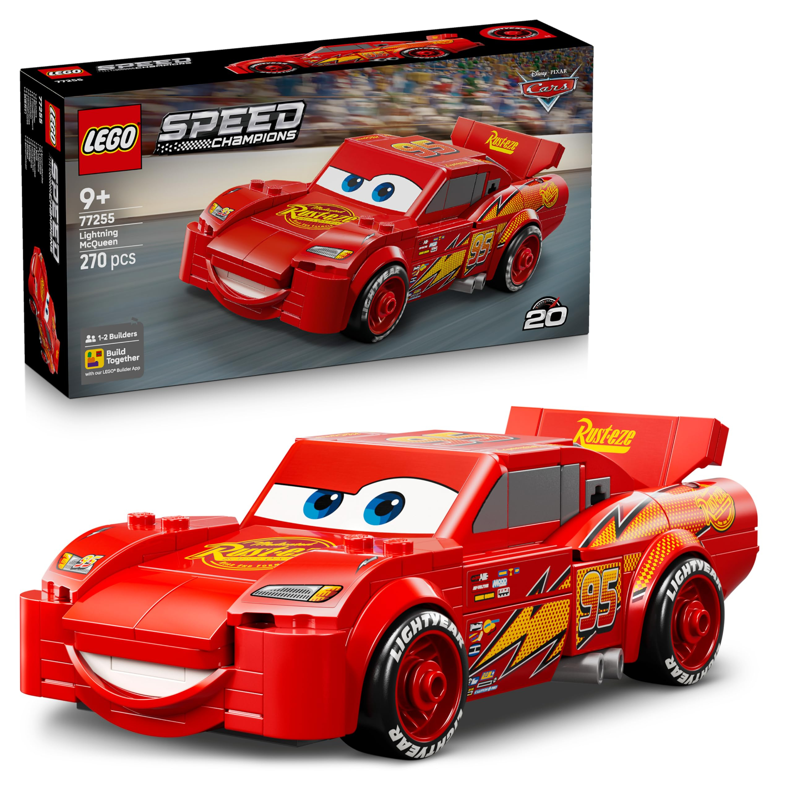 LEGO Speed Champions Rayo McQueen 77255 – 270 piezas, coche de Cars de Disney Pixar