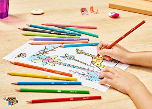 BIC Kids Lápices de Colores para Niños, Óptimo para material escolar,Tropicolors, Colores Surtidos, 2,9mm, Blíster de 24