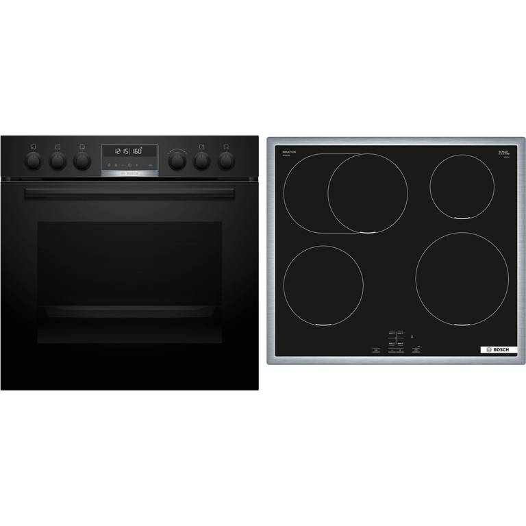 Bosch HND675LS62 Juego cocina empotrable HEG578BB4 (60×60 cm, hidrólisis y pirólisis, autolimpieza, placa inducción NIF645CB5E)