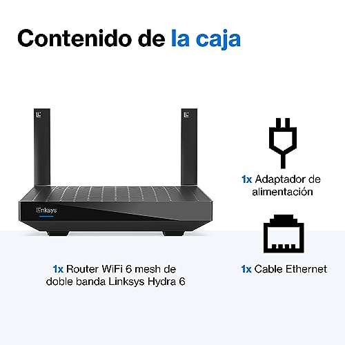 Linksys Router WiFi 6 Mesh de Doble Banda Hydra 6 (AX3000) - Router para Gaming, hasta 3 Gbps,admite + de 25 Dispositivos y Cobertura 185 m²