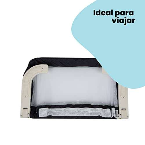 Barrera de cama portatil y extensible hasta 106 cm, Barandilla cama plegable, seguridad anticaídas niños, color gris oscuro