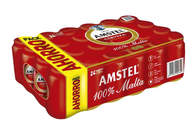 2 packs de Amstel Cerveza, Paquete de 24 x 33cl - 48 en total