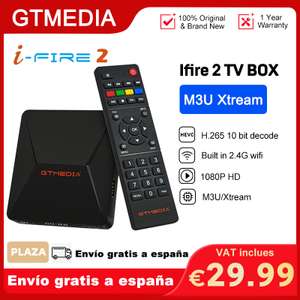 GTmedia-TV Box Ifire 2, decodificador con Wifi, Ethernet, MPEG, 1080p, HD, H.265, 10 bits
