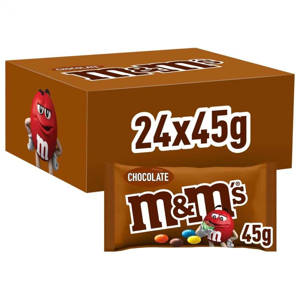 M&Ms Chocolate Grageas De Colores Con Leche - Caja De 24 Bolsas De 45g