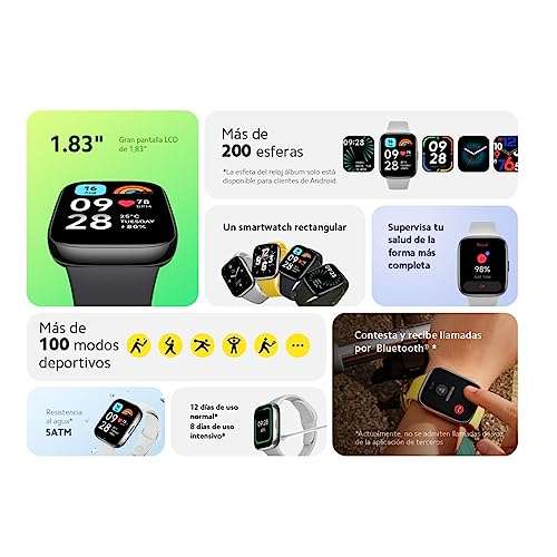 Redmi Watch 3 Active - Llamadas Bluetooth, Pantalla LCD de 1,83”, Monitor de frecuencia cardíaca, 100 Modos Deportivos- 31,99€ con Mi Points