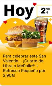 McDonald’s :: Cuarto de libra o McPollo + Refresco pequeño por 2.9€