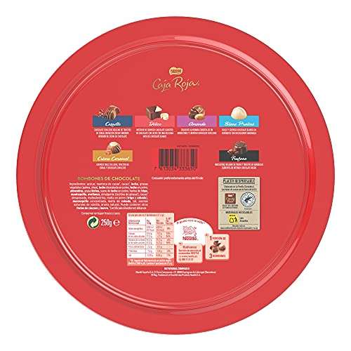 Nestlé Caja Roja Bombones Lata, 250g: Una exquisita selección de chocolates para disfrutar y regalar