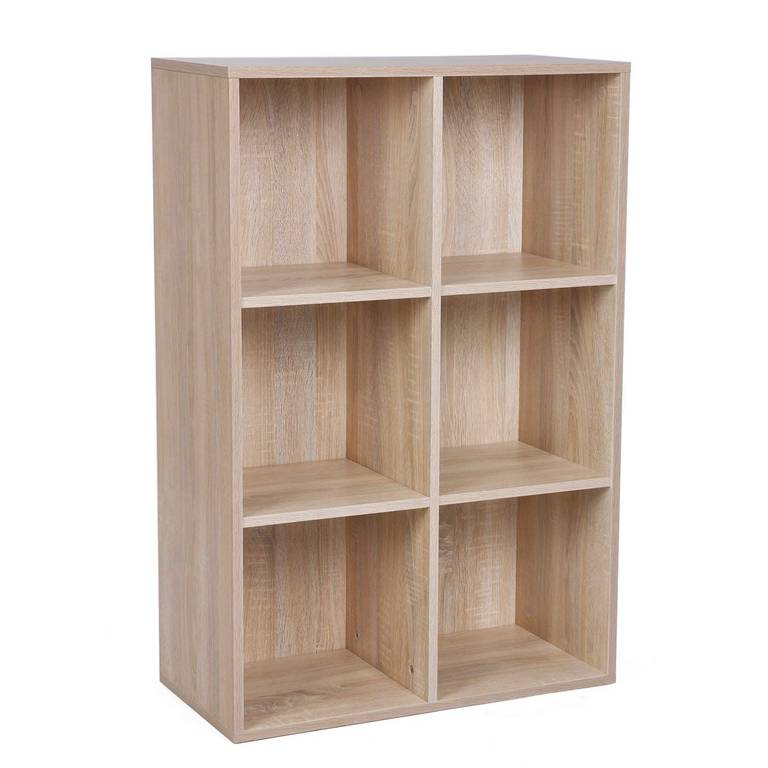 VASAGLE Librería, Estantería Almacenaje, de 6 Compartimientos, para Sala de Estar, Estudio, Oficina, 30 x 65,5 x 97,5 cm, Natural LBC203H