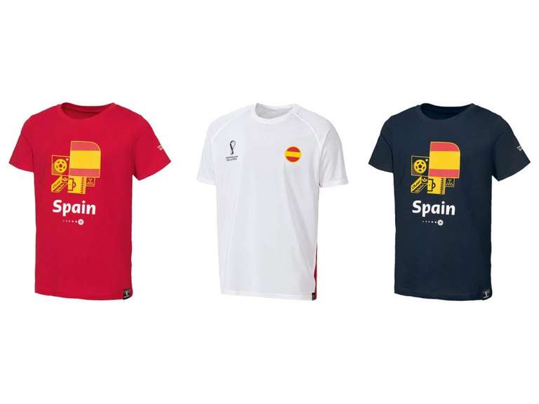 Camiseta selección española mundial Catar 2022 oficial FIFA (3 colores). Factori Discount LIDL Vallecas.