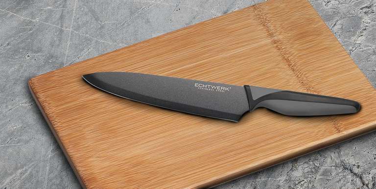 Black Steel Cuchillo de Chef, de Acero Inoxidable + Protector para la Hoja, 20cm