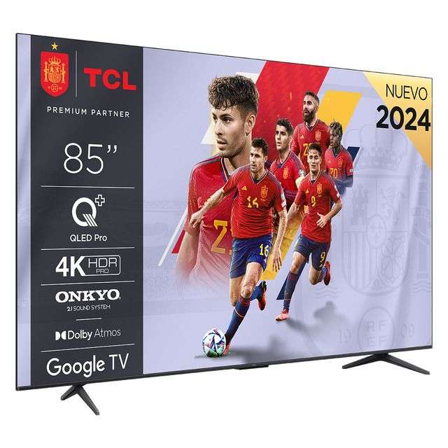 TV QLED 215,9 cm (85") TCL 85C655, 4K UHD, Smart TV by Google TV, Dolby Vision y Atmos, compatible con Google Assistant
