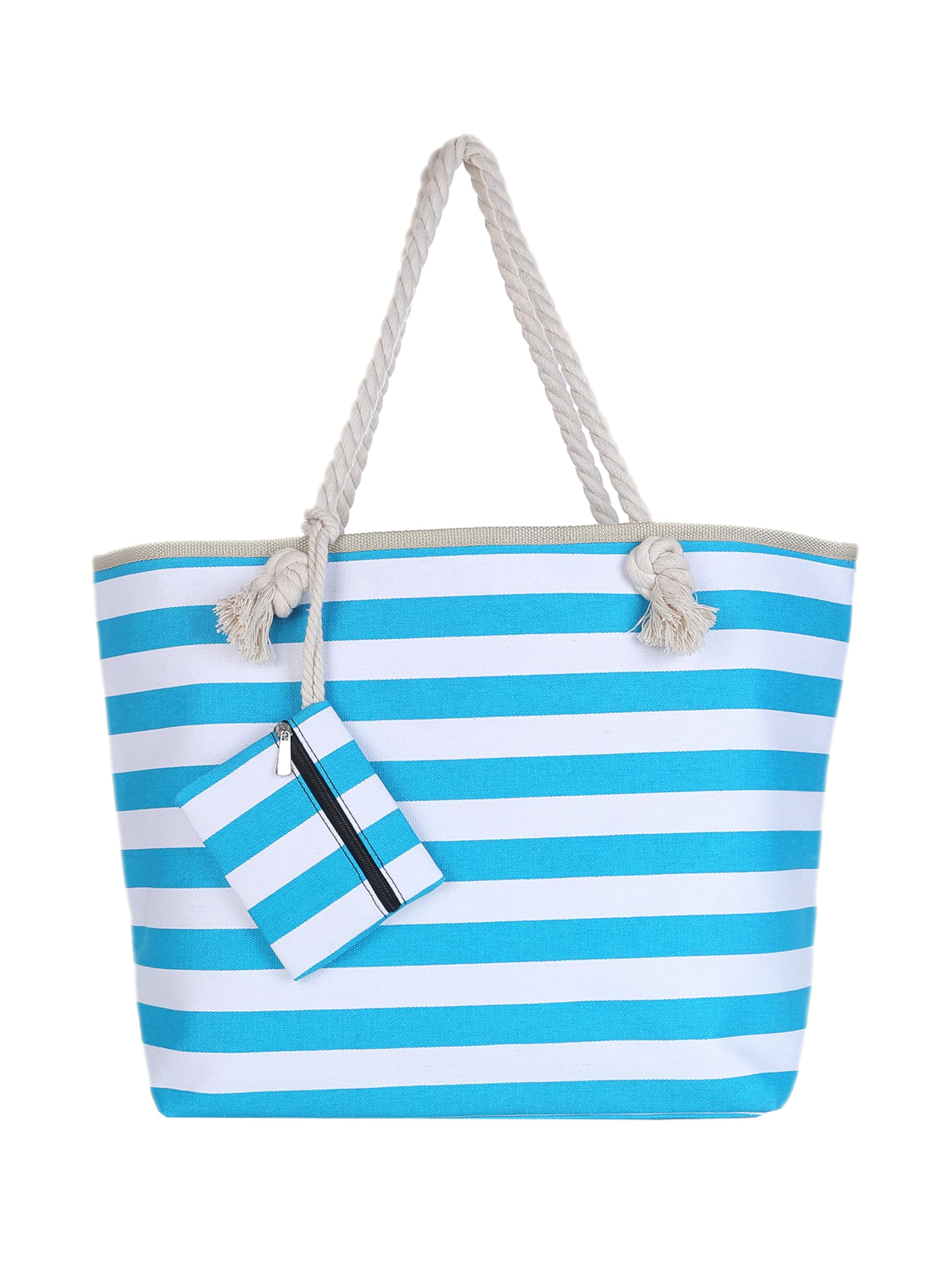 DonDon Bolsa de playa grande con cremallera 58 x 38 x 18 cm diseño marítimo shopper bolsa de hombro estilo de yate (yacht style)