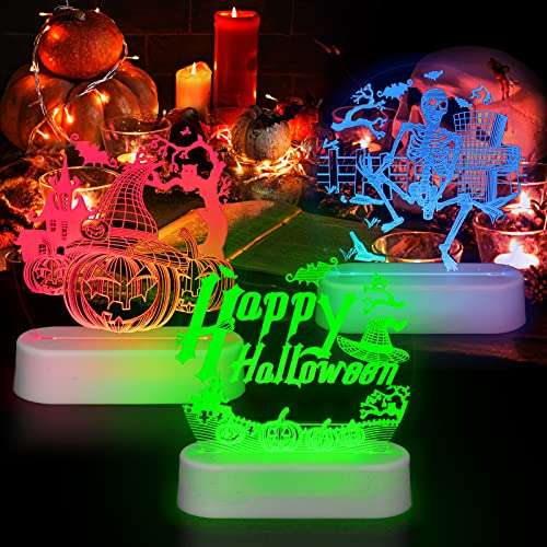 Lámpara 3D Halloween, mando a distancia, USB o pilas, 7 colores (más modelos en descripción)